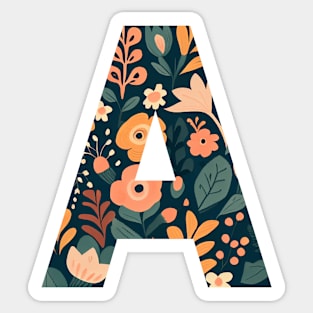 Whimsical Floral Letter A Sticker